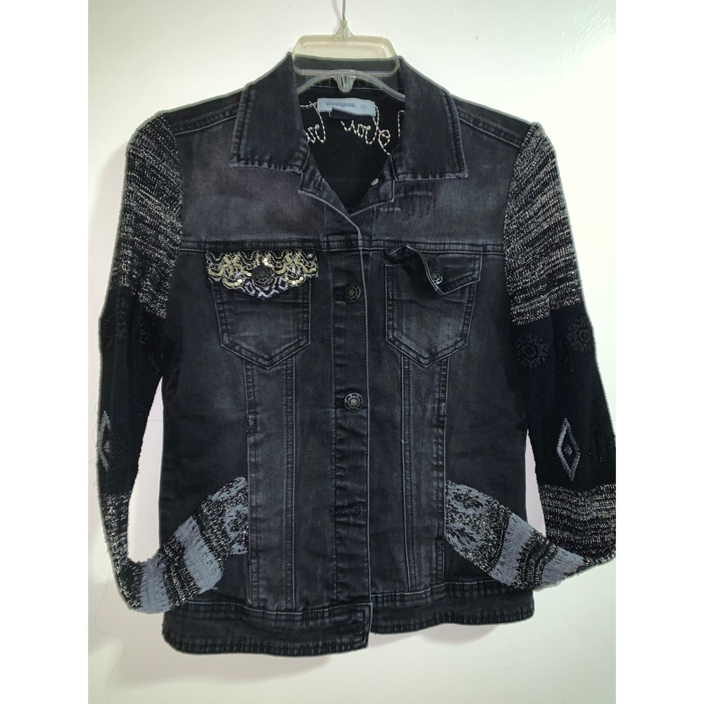 Desigual Black and Gold Denim Jacket